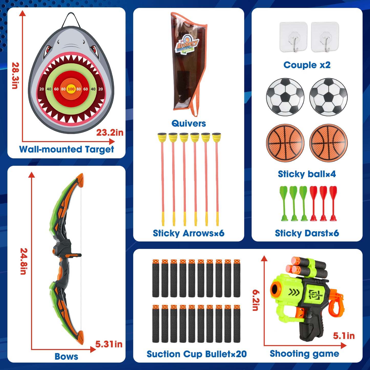 Huge Wave Bow and Arrow Set for Boys, Kids Light Up Archery Toy Set, Shooting Games with Target & Quiver, Indoor and Outdoor Toys for Boys Girls 4-12 Years Old
