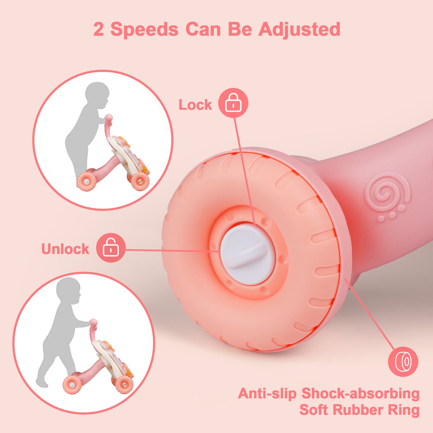 Multifunctional Sit-to-Stand Baby Walker for Baby, Early Educational Learning Toy and Activity Center for Boys and Girls-Pink, Birthday Christmas Gift for Toddlers